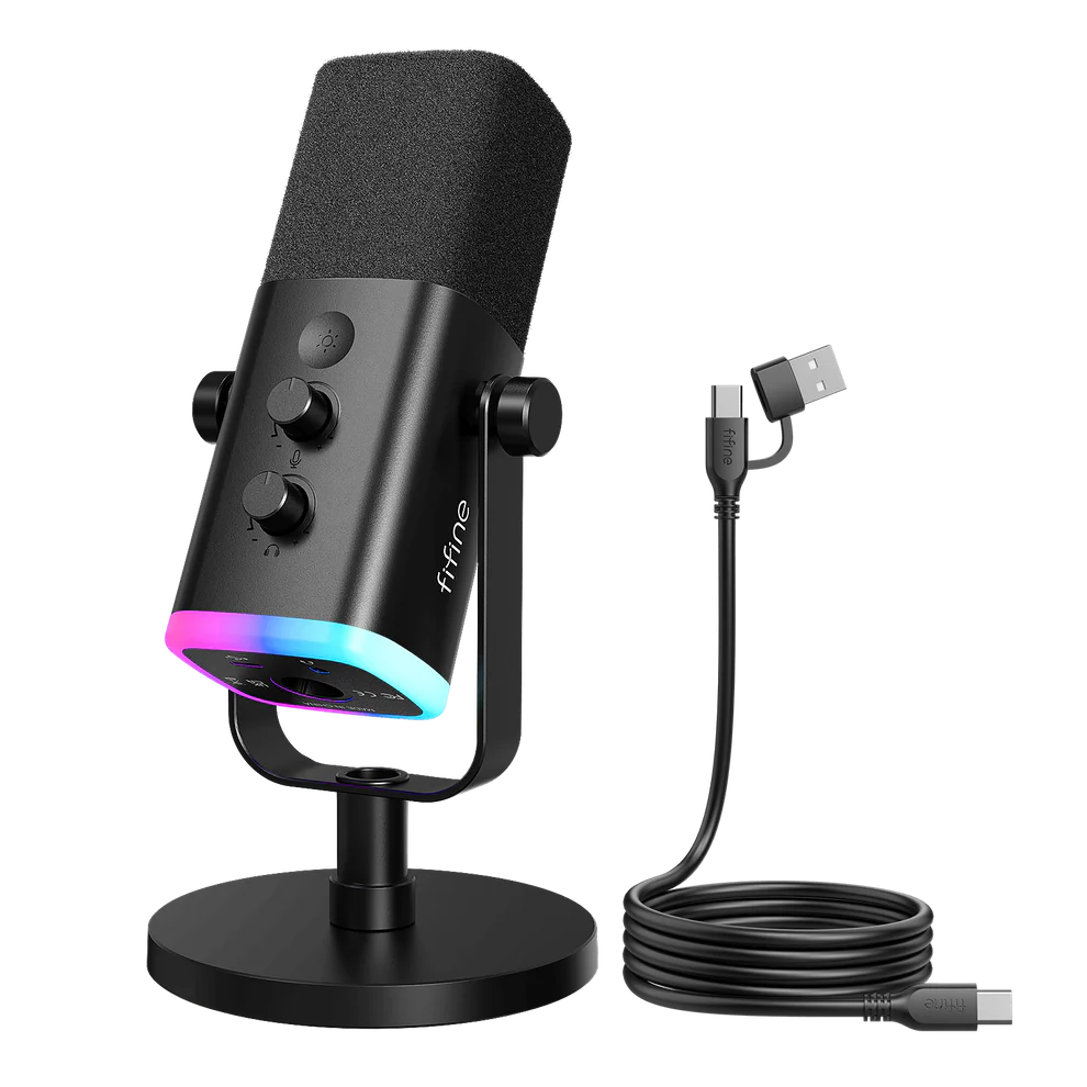MICROPHONE DYNAMIQUE FIFINE AM8 USB XLR RGB BLACK